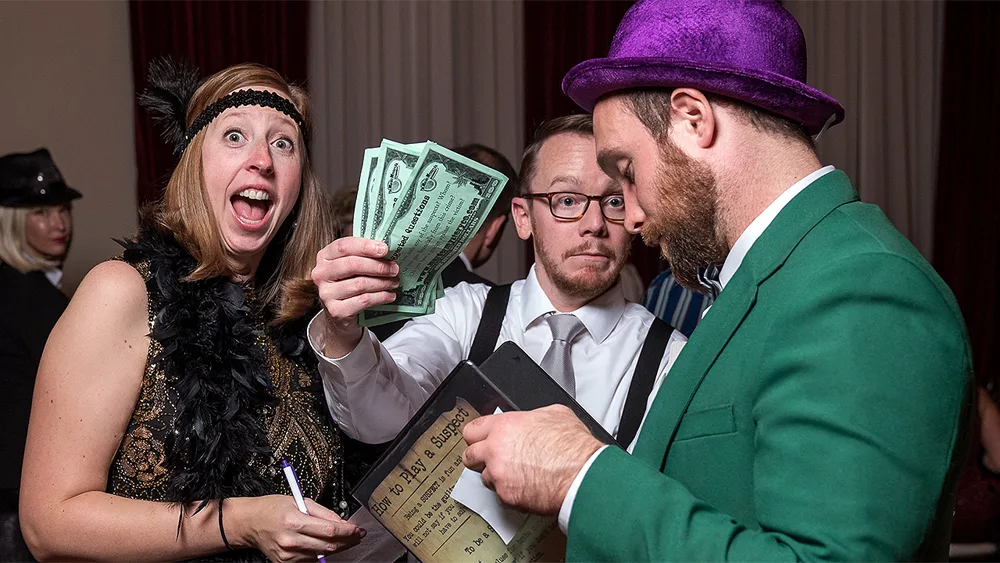 Guests enjoying a Branson murder mystery party
